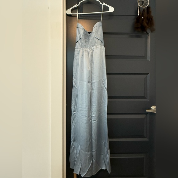 Reformation Barrow Silk Satin Dress - Blue in Size 4 - Picture 6 of 16